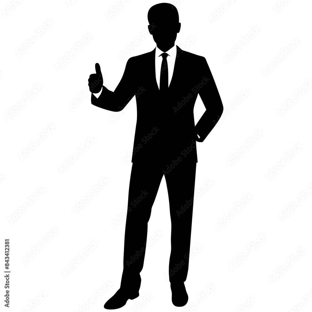 business man standing with shoes and showing Thumbs up vector silhouette business man standing with shoes and showing Thumbs up vector silhouette