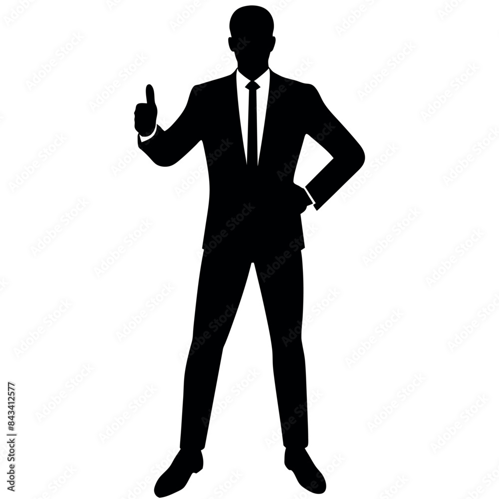 business man standing with shoes and showing Thumbs up vector silhouette business man standing with shoes and showing Thumbs up vector silhouette