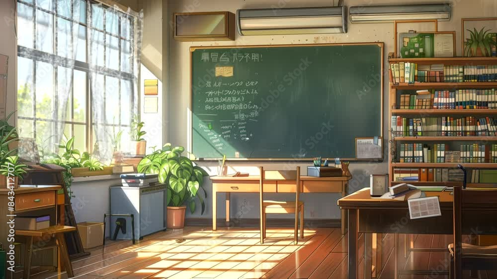 Video Lesson Background Animation background of classroom with back to school concept. seamless ...