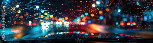 Fragmented Windshield With Vibrant City Light © Naturalis