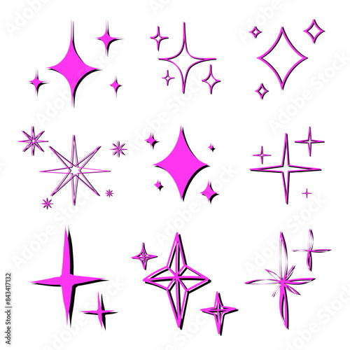 Wallpaper Mural Set of hand drawn diamonds, shining stars in doodle style. Christmas and New Year, just Torontodigital.ca