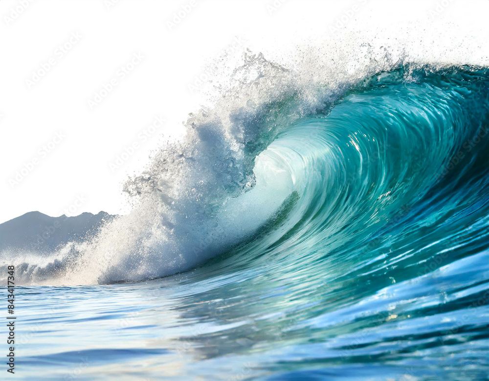 Obraz premium Welle mit gischt am unteren Rand isoliert auf weißen Hintergrund, Freisteller 