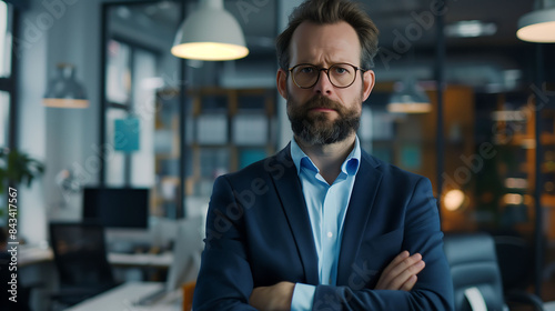 A no-nonsense team leader addressing subordinates with a firm tone in an office setting