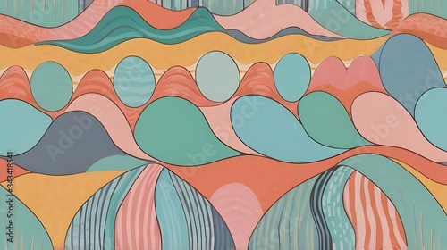 Wavy Shapes in Pastel Colors Generative AI 