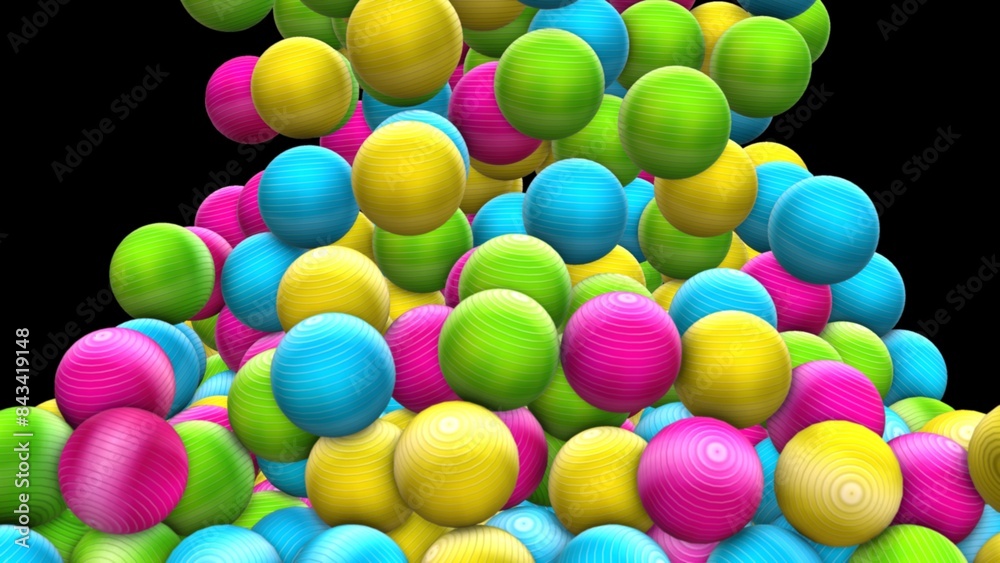 A Cascade of Colorful Spheres.
A digital image showcasing a large collection of vibrantly colored spheres, appearing to cascade down against a black background. A Cascade of Colorful Spheres.
A digital image showcasing a large collection of vibrantly colored spheres, appearing to cascade down against a black background.