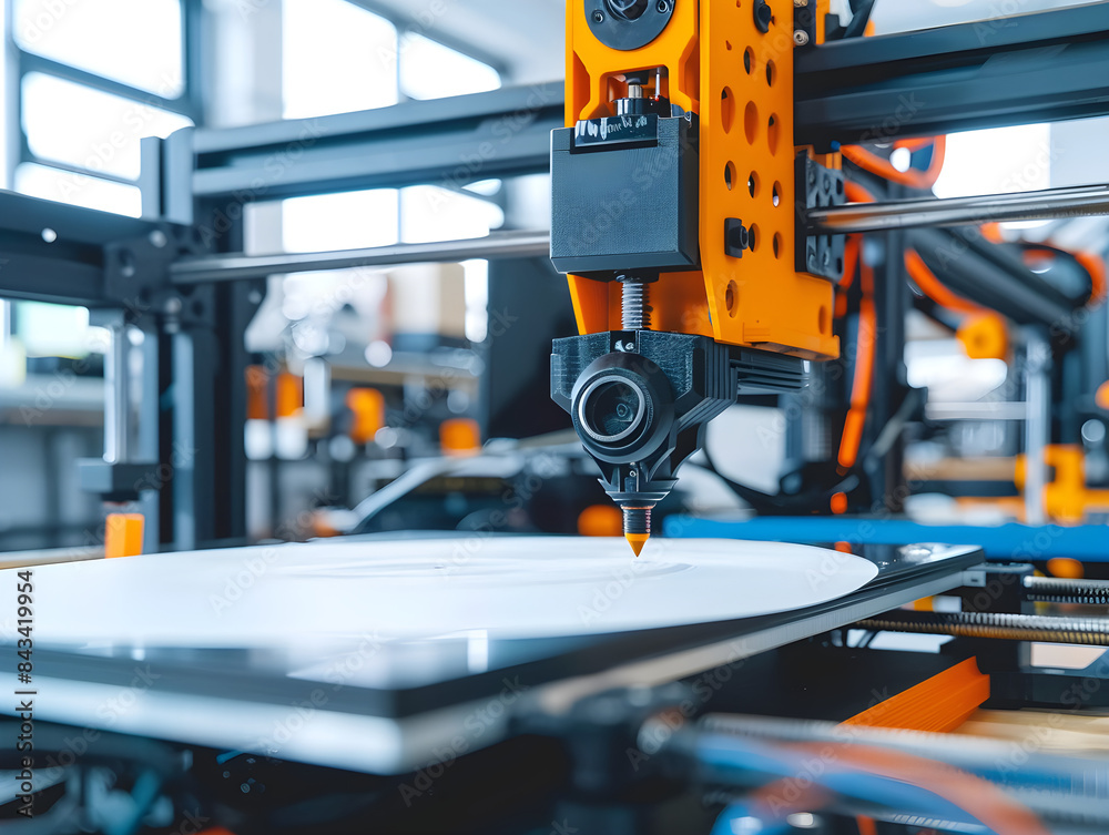 Cutting-edge technology in action, as a 3D printer meticulously constructs prototypes in a design studio. Cutting-edge technology in action, as a 3D printer meticulously constructs prototypes in a design studio.