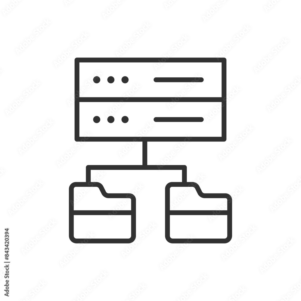 Local data storage on the server, linear icon. Line with editable stroke Local data storage on the server, linear icon. Line with editable stroke