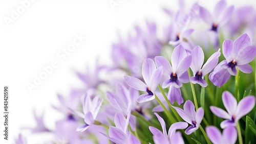 Spring violet flowers on a white background