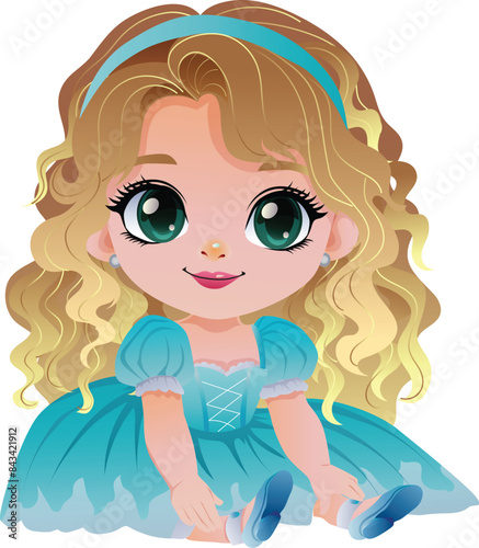 cinderella girl cartoon character sitting with her shoes