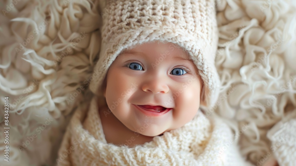A newborn baby's first smile, a moment of pure joy and love that melts hearts. A newborn baby's first smile, a moment of pure joy and love that melts hearts.