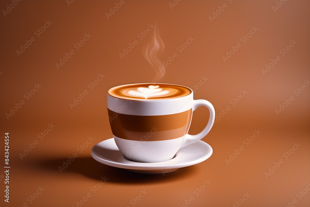 Ai generated image of a cup of coffee on brown background Ai generated image of a cup of coffee on brown background