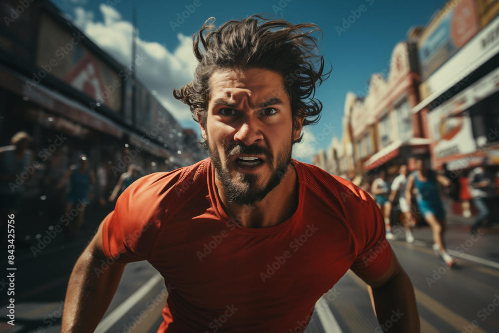 Urban runner in motion
