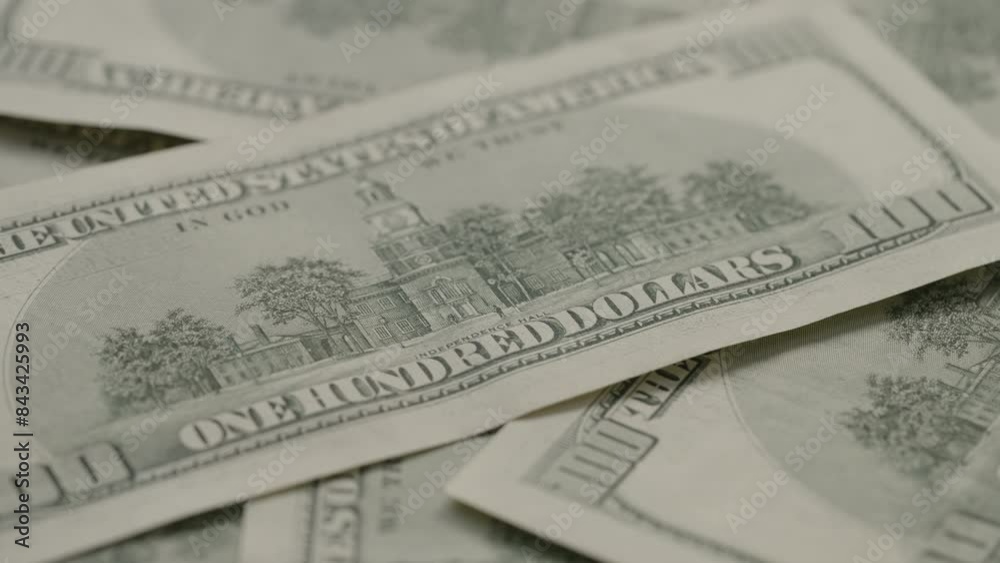 Closeup slide background of 100 dollar bills old style