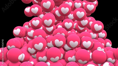 A Cascade of Digital Hearts.
A digital illustration of a large number of pink heart-shaped icons, with white outlines, cascading down a black background. The hearts are arranged in a seemingly random.