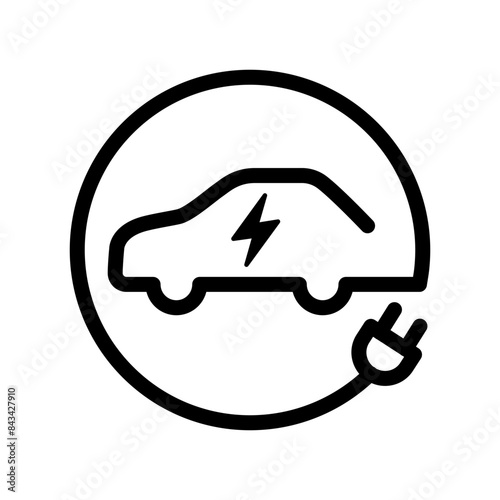 Electric car with plug icon symbol, EV car, Green hybrid vehicles charging point logotype, Eco friendly vehicle concept. Vector illustration