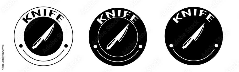 Black and white illustration of knife icon in flat. Stock vector. Black and white illustration of knife icon in flat. Stock vector.
