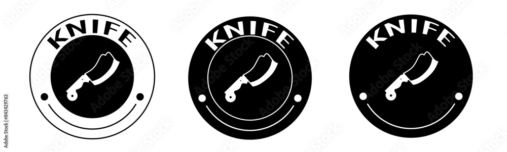 Black and white illustration of knife icon in flat. Stock vector. Black and white illustration of knife icon in flat. Stock vector.