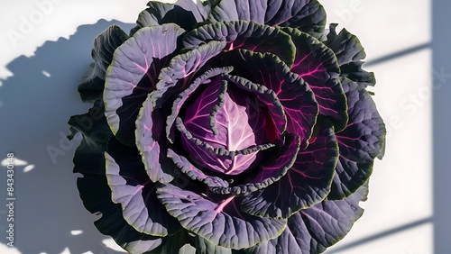 Decorative cabbage kale purple and green close up deatails from top view photo