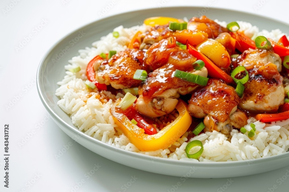 Baked Sweet-and-Sour Chicken on a Bed of Fluffy Rice Baked Sweet-and-Sour Chicken on a Bed of Fluffy Rice