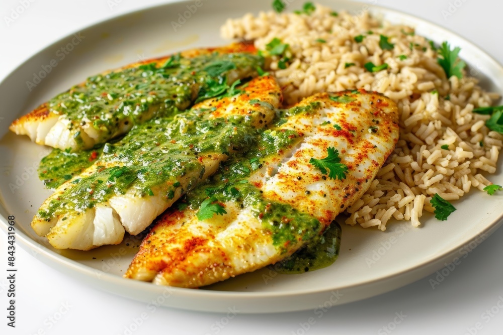 Baked Tilapia with Coconut-Cilantro Sauce and Fresh Cilantro Sprinkles Baked Tilapia with Coconut-Cilantro Sauce and Fresh Cilantro Sprinkles