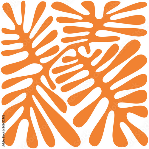 Organic floral leaves doodle shapes in trendy naive retro hippie