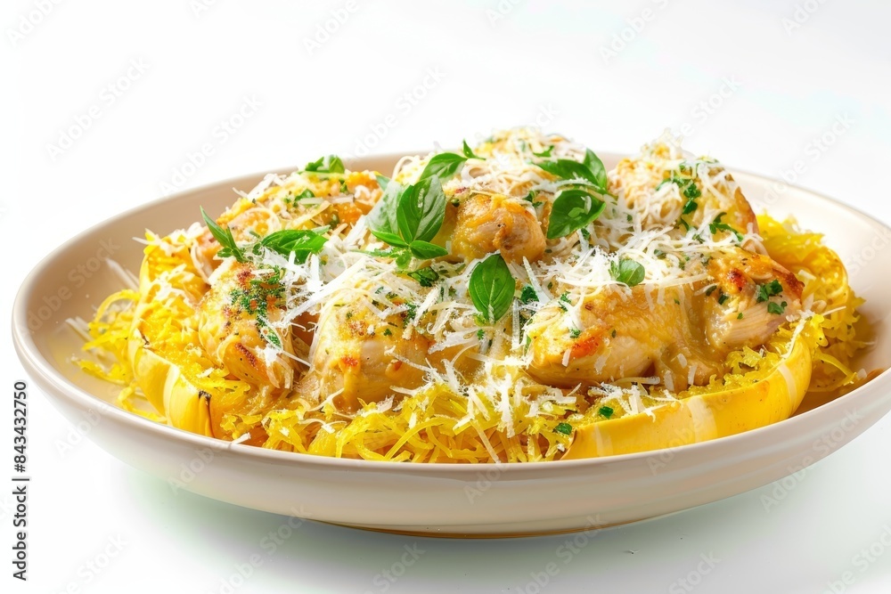 Roasted Spaghetti Squash with Creamy Chicken and Parmesan Roasted Spaghetti Squash with Creamy Chicken and Parmesan
