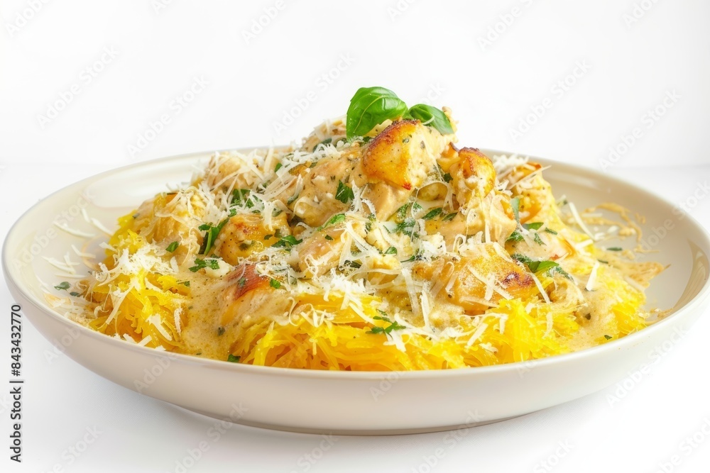 Baked Spaghetti Squash and Chicken with Creamy Butter and Flour Sauce Baked Spaghetti Squash and Chicken with Creamy Butter and Flour Sauce