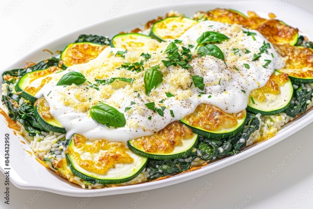 Baked Spinach and Zucchini with Fragrant Basil and Parsley Baked Spinach and Zucchini with Fragrant Basil and Parsley