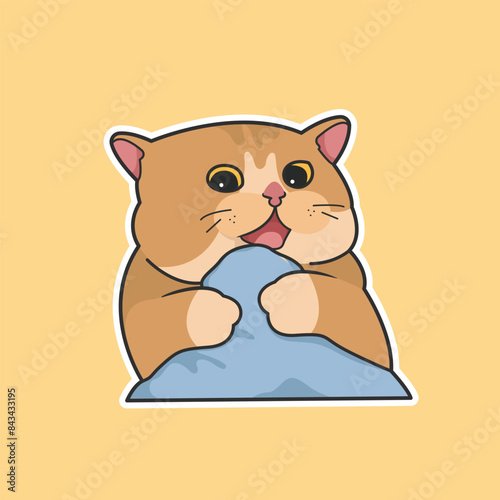 Cat Sleepover Meme Sticker Vector Cute Illustration