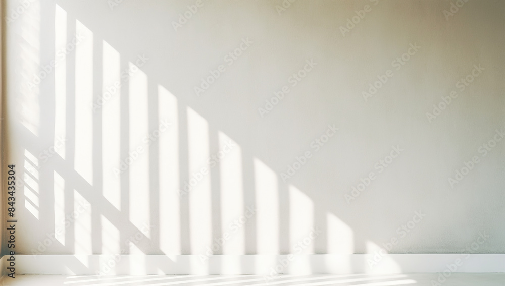 A photo of vertical striped shadows on a white wall, with soft shadow focus, in a minimalistic style, with a neutral color palette, featuring a clean and simple design at high resolution. A photo of vertical striped shadows on a white wall, with soft shadow focus, in a minimalistic style, with a neutral color palette, featuring a clean and simple design at high resolution.