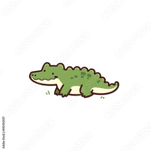Green Cartoon Alligator Illustration © PLATİNUM