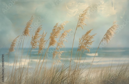 Seagrass Swaying in the Coastal Breeze on a Sunny Day