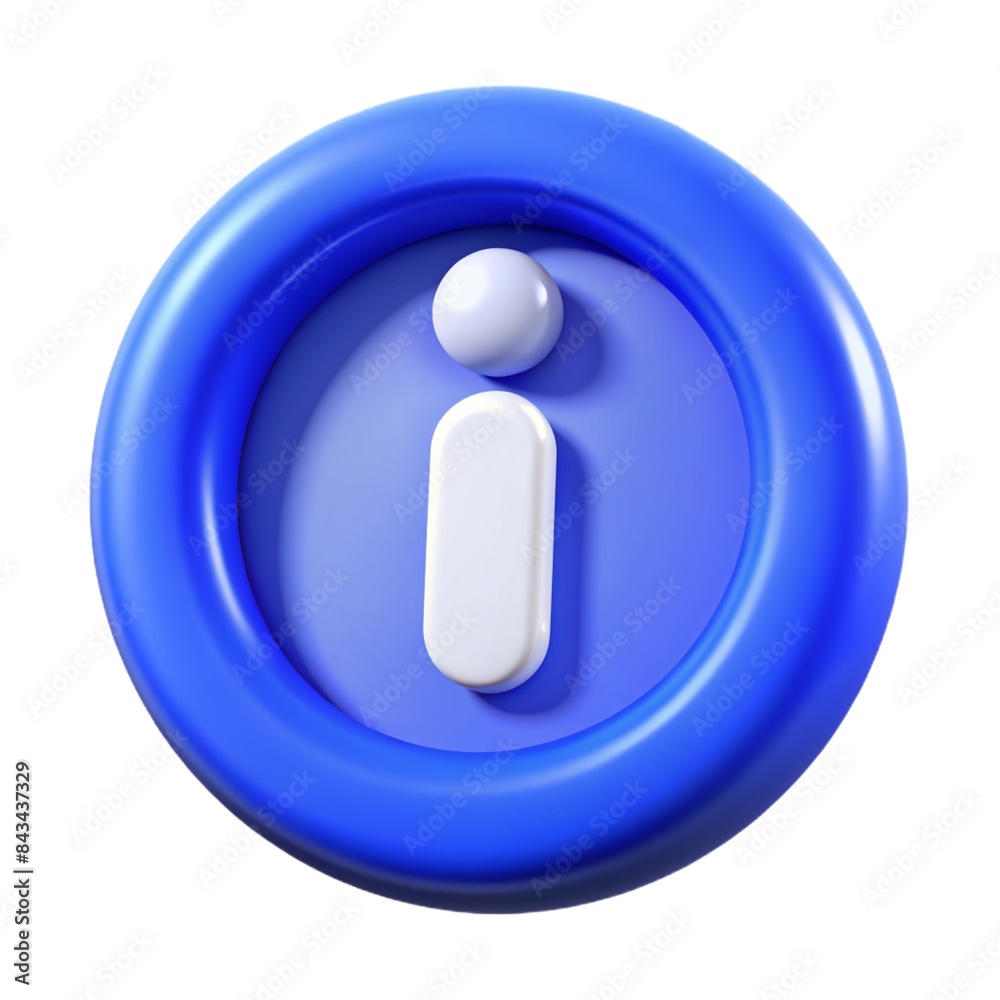 Info in tones blue button with sign 3d cartoon style illustration Info in tones blue button with sign 3d cartoon style illustration
