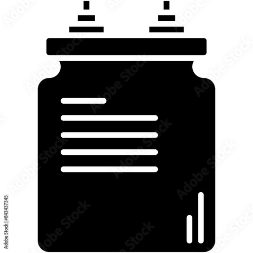 Capacitor Icon. AC Electric Motor Pictogram Graphic Illustration. Isolated Simple Solid Icon For Infographic, App and Web Button.