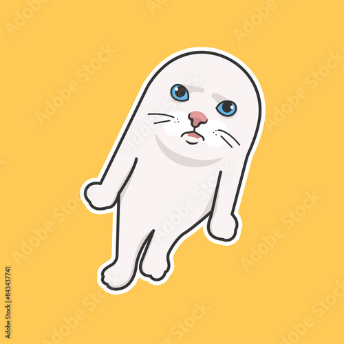 Weird Cat Meme Sticker Vector Cute Illustration