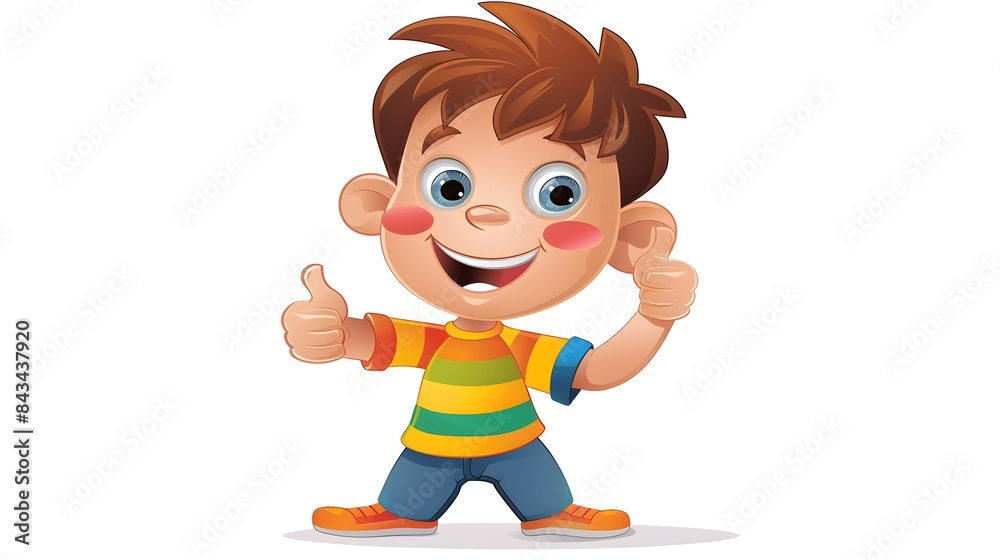 Cheerful Cartoon Child Giving Thumbs Up Cheerful Cartoon Child Giving Thumbs Up