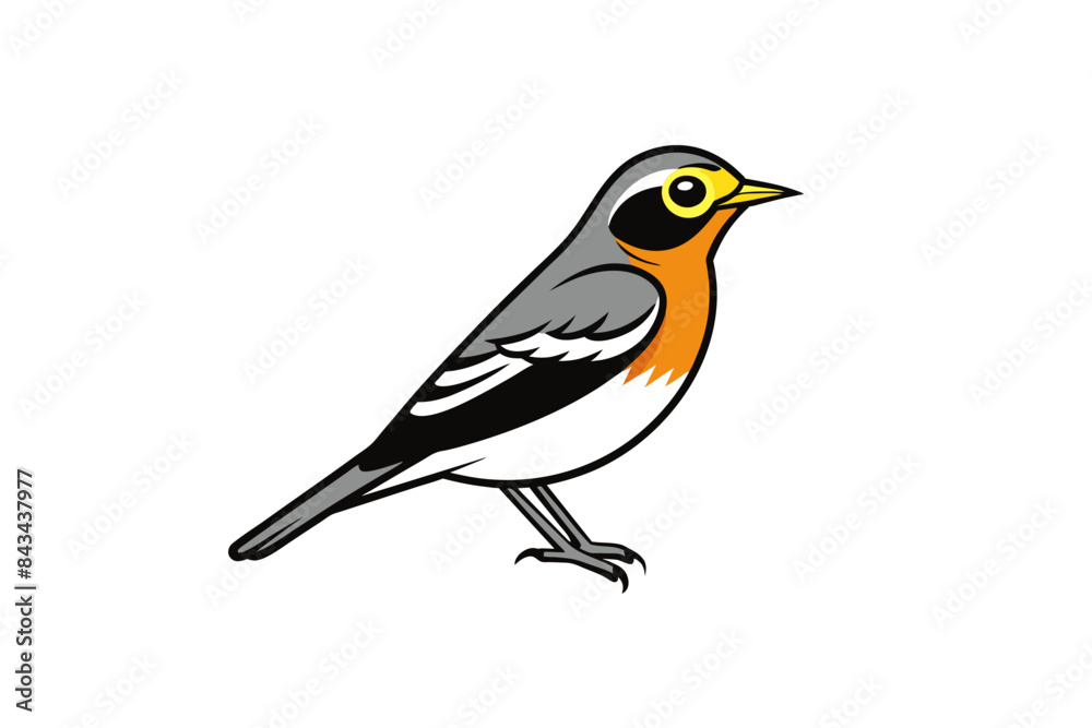 Blackburnian Warbler bird sits icon vector 
