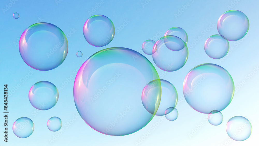 Soap bubbles abstract light illumination, abstract background