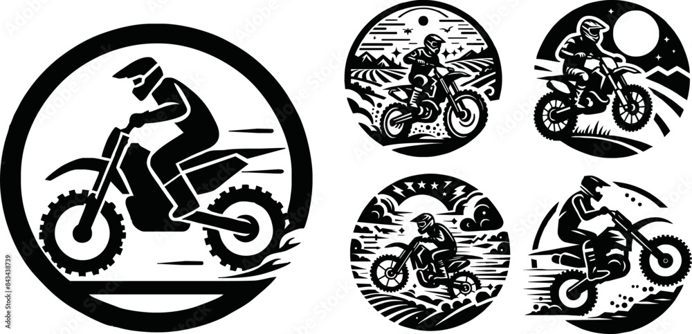 Motocross rider silhoute vector icon set illustration Motocross rider silhoute vector icon set illustration