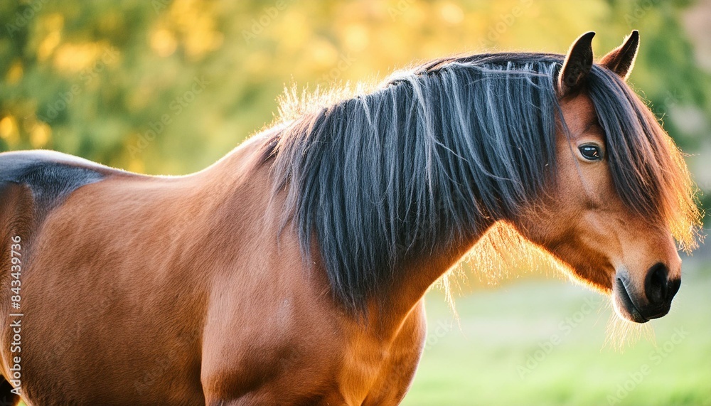 Φωτογραφία The Elegance of a Long-Haired Brown Horse: Majestic Beauty in Motion