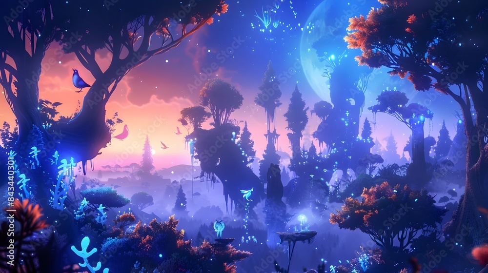 Bioluminescent Forest: A Twilight Realm of Glowing Flora and Mystical Creatures Bioluminescent Forest: A Twilight Realm of Glowing Flora and Mystical Creatures
