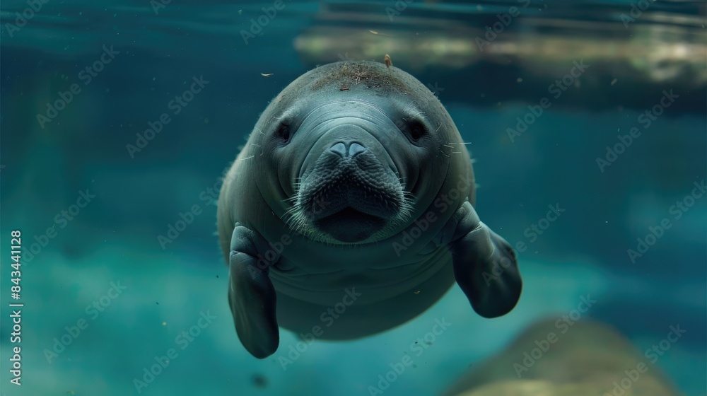 Fototapeta premium A hilariously adorable manatee