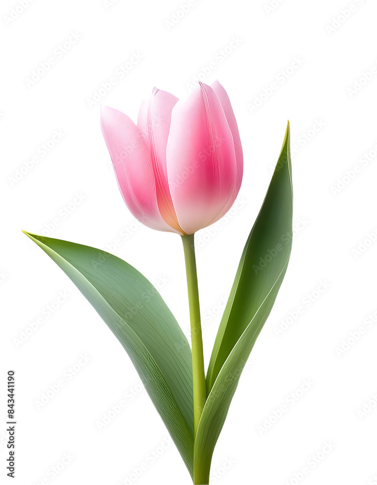 Single Orange and Pink Striped Tulip Flower on Transparent Background Single Orange and Pink Striped Tulip Flower on Transparent Background