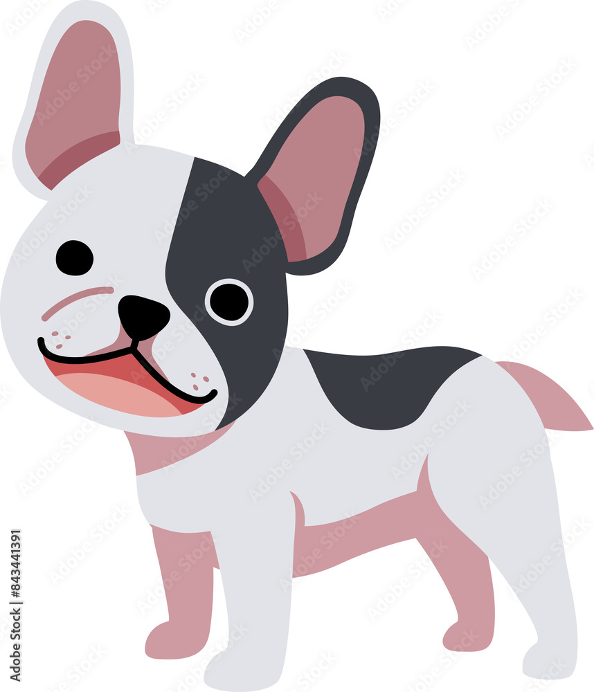 Cartoon character smiling french bulldog for design. Cartoon character smiling french bulldog for design.