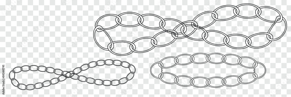 Obraz premium Chain pattern. Circular chain links. Vector outline frame border.