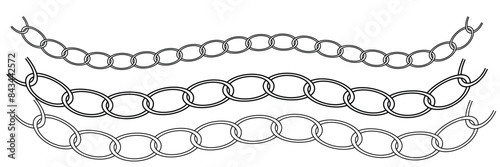 Chrome and Silver Chains on Neutral Background. Chain pattern.