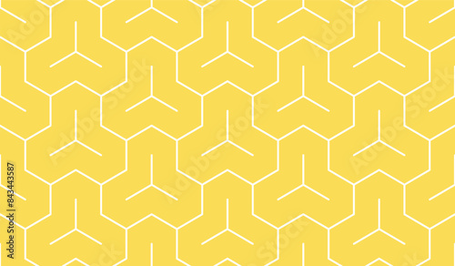 Seamless bright yellow and white slim tridents outline geometric pattern vector