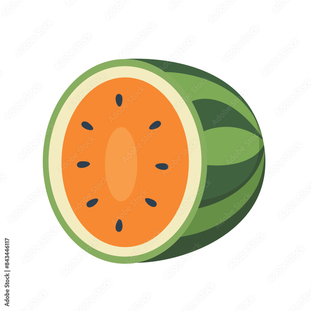 Orange watermelon vector illustration, half slice water melon fruit image
Orange watermelon vector illustration, half slice water melon fruit image