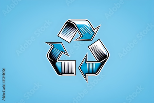 AI generated sketch of recycling symbol on light blue background
