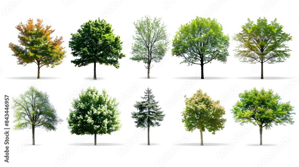 Fototapeta premium Collection of Trees isolated on a white background